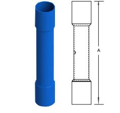 Luva, emenda, compresso, isolada, 1,5~2,5 mm, A=27 mm, azul